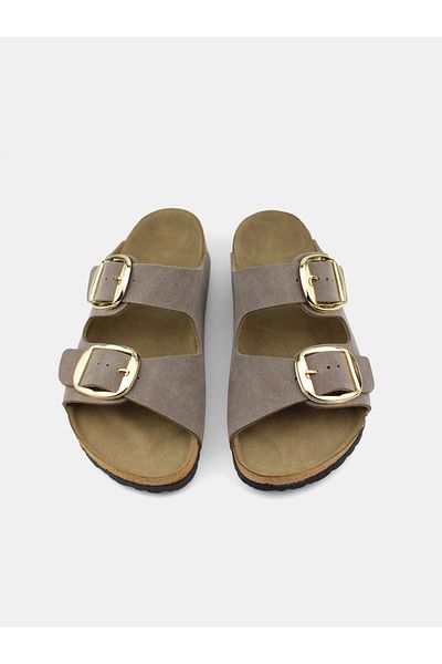 MAGGIO Women's Mink Double Buckle Slippers Comfortable