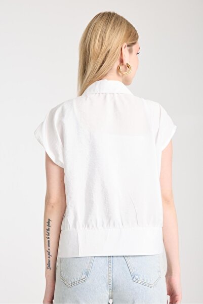 sumoda Women's Clothing Summer Jacket Low Sleeve Snap Fastener Collar Fabric Jacket