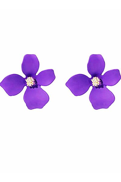 Siya Silver Silicone Coating Colorful Flower Earrings