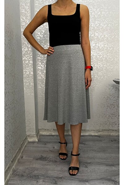 520CK Gray Glitter Midi Women's Skirt