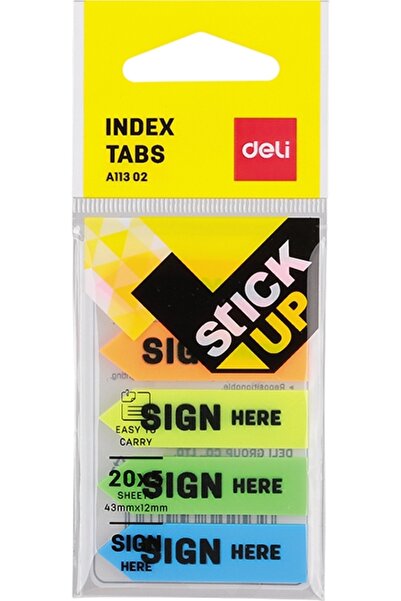 Deli Semn de index adeziv din plastic, aici, 12*44mm, 5 culori, 20 de coli, Deli