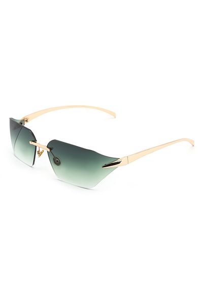 Angel Eyes Geometric Design Khaki Solid Glass Women Sunglasses Ce Certificated Uv400 Protected