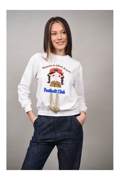 Cocco Rossa GIRL'S SPORTS SWEATSHIRT FOOTBALL CLUB GIULIA White M-L