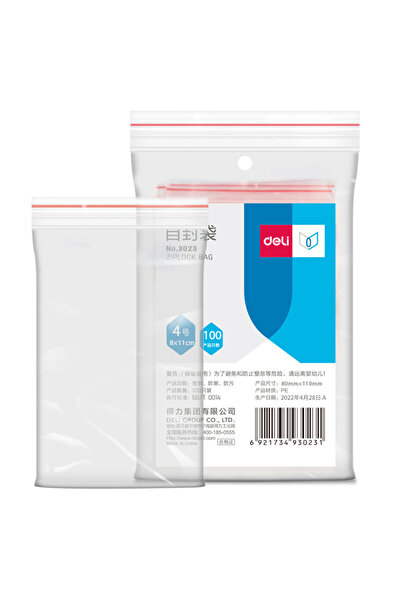 Deli Pungi cu fermoar 80 x 110 mm, set 100 Deli