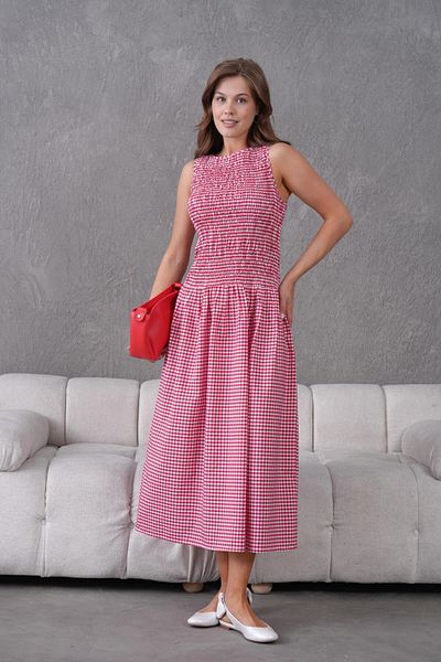 Park Karon Gimped Maxi Length Gingham Summer Woven Dress