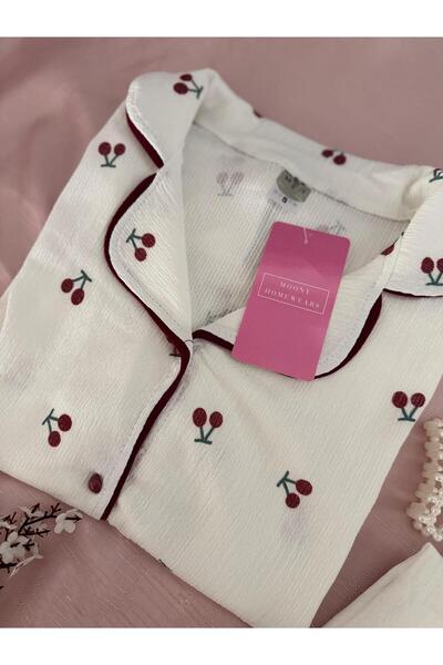MH Moony Homewears 2'li Prunus Avium Bürümcük Kısa Kol Kirazlı Pijama