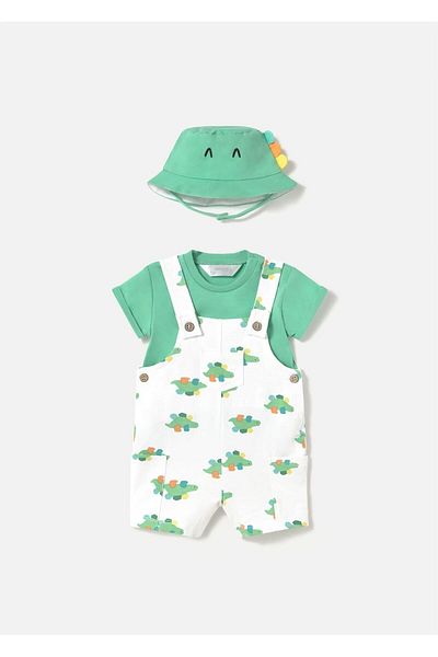 MAYORAL Baby Boy Printed Hat Jumpsuit Set Green 1624