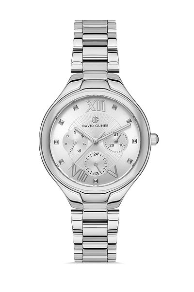 DAVID GUNER Women's Wristwatch Dg-8346La-A1 with Silver Coated White Dial