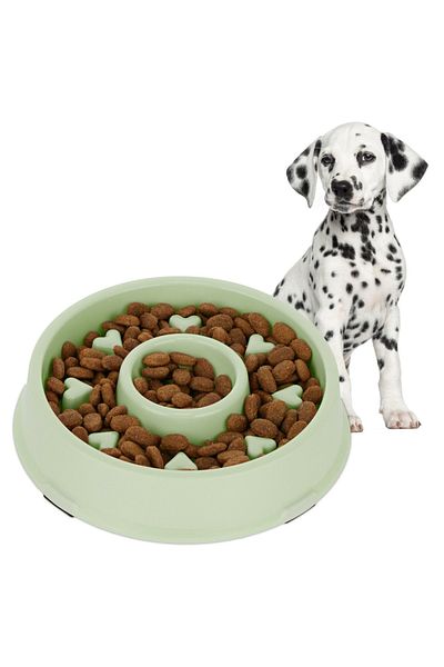 PUFO Bol cu ​​hrănire lentă Healthy Diet pentru câini, 20 cm, verde