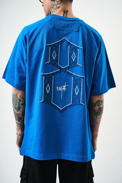 Respire Ανδρικό μπλουζάκι Eight Printed Oversize Μπλε