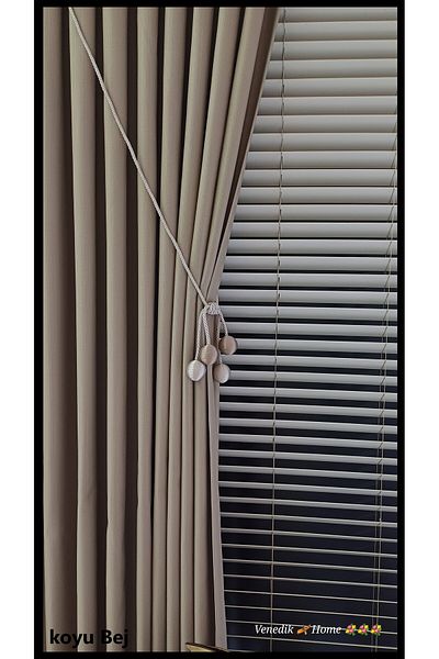 venedik home Dark Beige Color Linen Background Curtain 1X3 Dense Pleated Custom Made (4 Bulk Accessories Gift)
