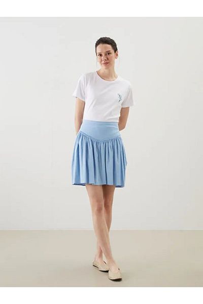 soBasic Fusta scurtă din bumbac cu corset și detaliu cu șnur
