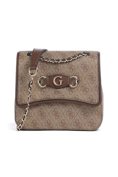 Guess Izzy Convertible Xbody Flap Women Brown Crossbody Bag Hwsg8654190-lgw