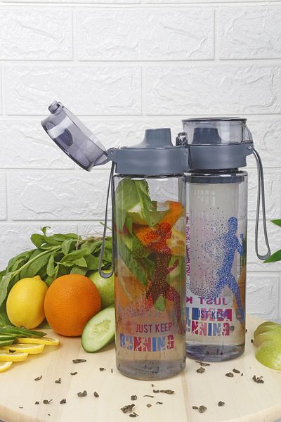 HOMENIVA 1 Piece Patterned Locked Self-Drainer Easy Portable Detox Athlete Diet Bottle 800 ml