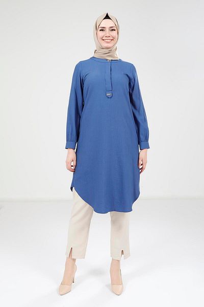 Beyza Tunica de culoare indigo 9333
