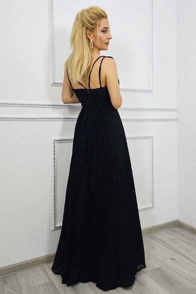 FashionForYou AZARIA event dress, with floral detail and empire cut, Black, M