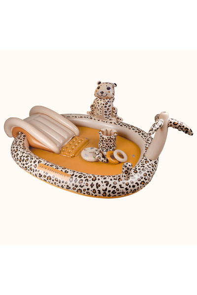 Swim Essentials Beige Leopard Inflatable Play Pool with Fountain and Slide 210cm