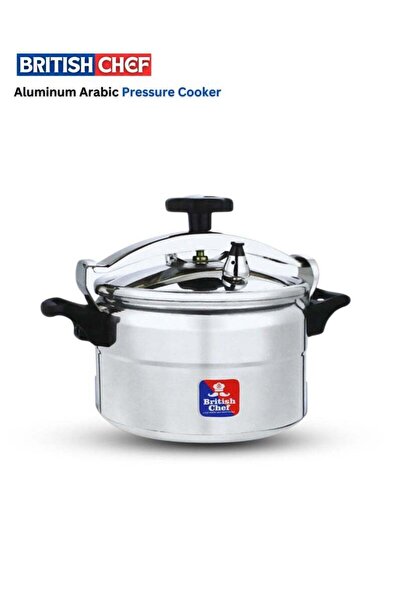 British Chef قدر ضغط عربي من الألومنيوم سعة 7 لتر مع قاعدة حثية وغطاء وجسم متين