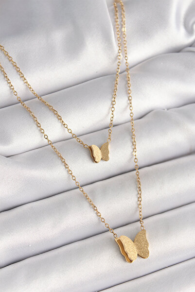 Skygo قلادة نسائية من الفولاذ 316L بلون ذهبي مكونة من قطعتين - موديل TJ-BKO9928