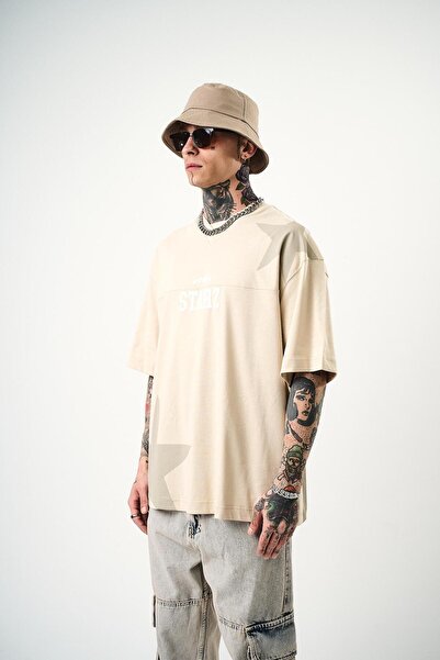 Respire Ανδρικό μπλουζάκι 22 Starz με στάμπα Oversize Μπεζ