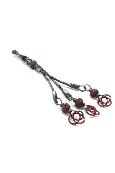 Tesbihane Red-Tumbled Color 1000 Sterling Silver 3-Piece Kazaz Tassel 117000127