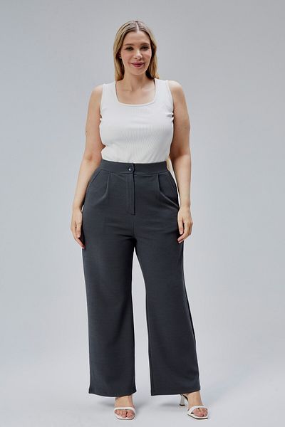 Symirna High Waist Pleated Lycra Women Pants