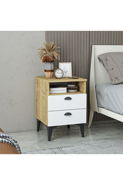Home Mobiga Afra Çift Çekmeceli Raflı Komodin
