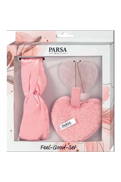 PARSA 3-piece cosmetic set for facial cleansing, pink