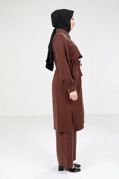 Beyza Σετ παντελονιού Dark Brown Tunic 9240