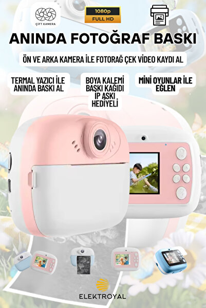 howear Çocuk Kamera Fotoğraf Makinesi Dijital HD Video Kamera Anlık Termal Re...