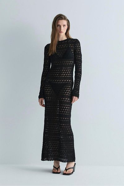 Suud Collection Μαύρο διάτρητο φόρεμα Claire