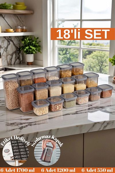 storeks 18 Pieces 36 Pieces 550 Ml. 1200 Ml. 1750 Ml. Square Food Storage Container Set with Leak Proof Lid