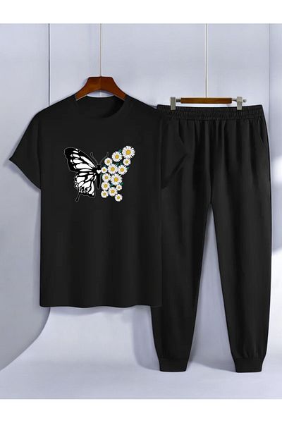 uyguntarz Σετ φόρμας 2 τεμαχίων Daisy Butterfly printed