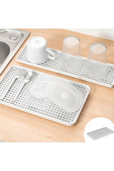 Herum Set de 2 scurgătoare de sticlă, dimensiuni diferite, albe