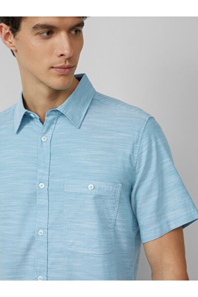 s.Oliver Cămașă bărbătească cu mânecă scurtă, croială Slim Fit și design cu un singur buzunar, albastru deschis, 2XL