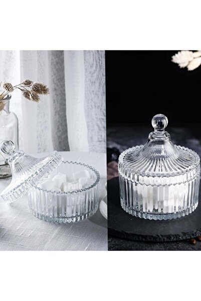PUFO Style glass candy box with lid, 14 cm, transparent
