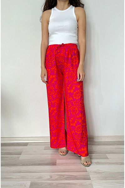 520CK Patterned Viscose Women's Trousers - Wide Leg