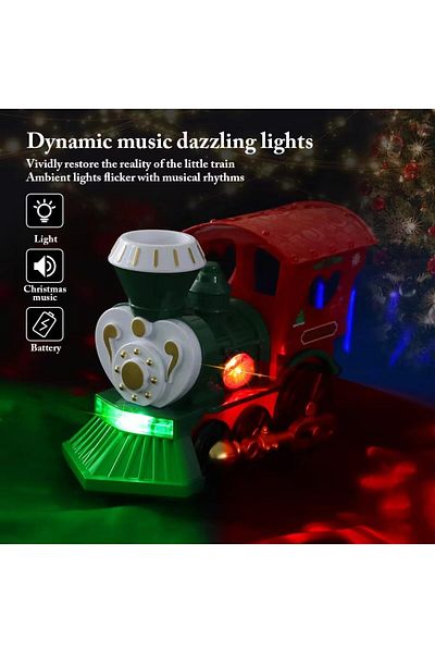 KINSAM Multicolored battery-operated train toy, musical, with lights and 360° rotation, KINSAM