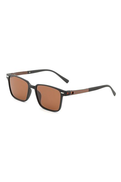 Angel Eyes Rectangle Design Brown Frame Brown Glass Polarized Glasses Women&Men