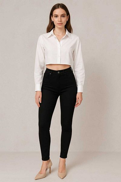 gigigiyim High Waist Skinny Leg Black Trousers