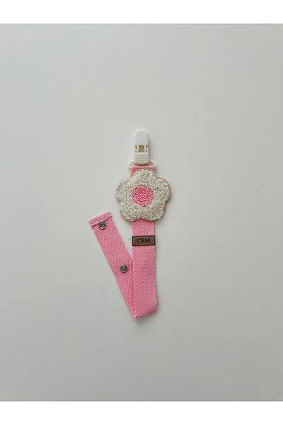 Caramell Baby Pacifier Strap FLOWER Patterned NEWBORN BABY (PINK COLOR)