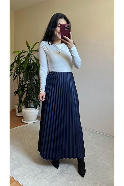 STEALLE MODA GİYİM Ελαστική φούστα με πλισέ μέση-1064