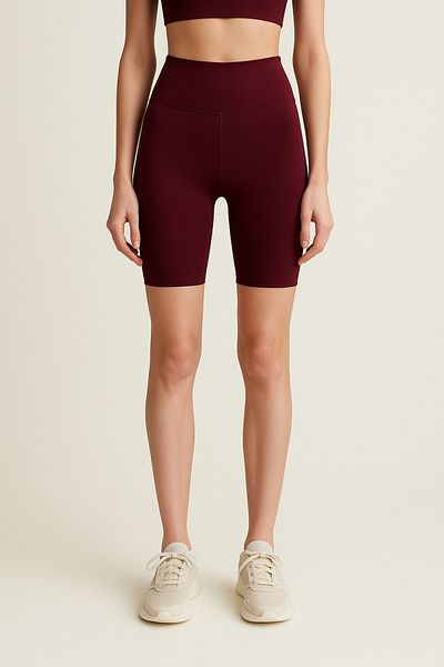 HNX Leggings scurti de fitness pentru femei cu talie înaltă |   Bordeaux