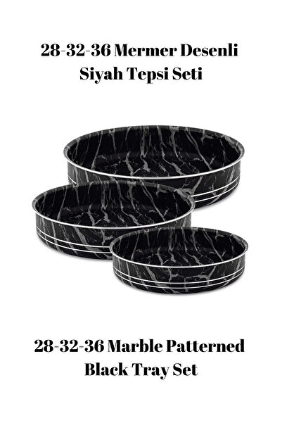 Bonera Montella 3 bucăți marmură cu model negru - tavă albă (28-32-36 cm)