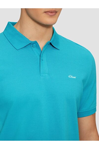 s.Oliver Tricou polo bărbătesc, bumbac, croială regulată, logo, azur, XL