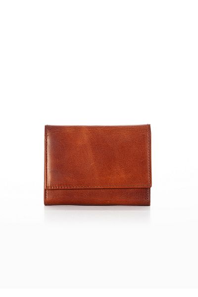 Niki Leather Унисекс джоб за карти Toa от естествена кожа, модел акордеон, с широко отделение, кафяв