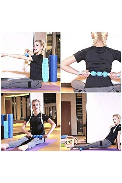 PUFO Rolă de masaj relaxant pentru mușchi cu 3 bile zimțate, albastră