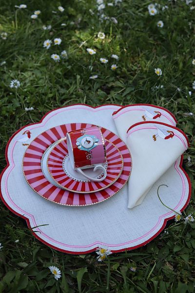 vipceyiz 6-Piece Pip Studio Love Birds Patterned American Service