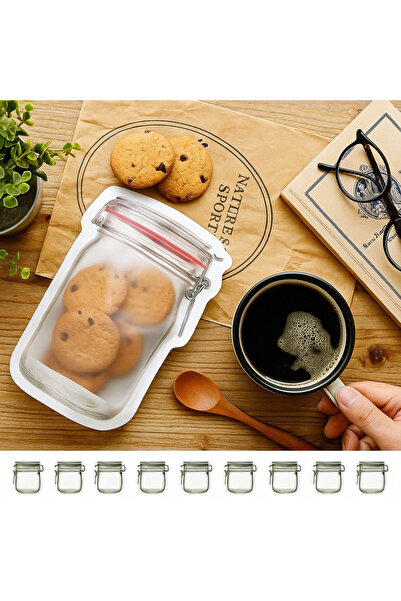 Dekals 10 Adet ORTA BOY 15,5x22 cm Kilitli Kavanoz Poşet Buzdolabı Poşeti Kurabiye çerez Poşeti