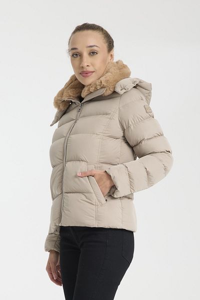G-FOX Women's Short Upright Plush Collar Detachable Hood Padded Water Repellent down Coat 8507